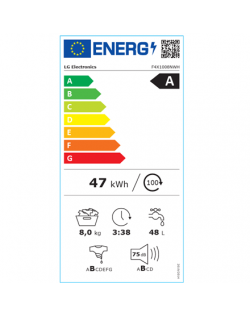 LG Washing Machine | F4X1008NWH | Energy efficiency class A | Front loading | Washing capacity 8 kg | 1400 RPM | Depth 56 cm | W