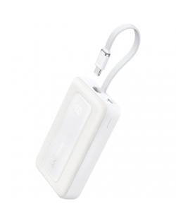 Anker Power Bank, Built-In USB-C Cable, 30W | A1688H21 | 10000 mAh | White