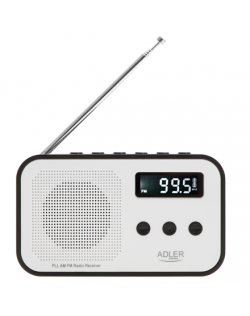 Adler | Digital radio PLL AM/FM | AD 1907 | Alarm function | White/Black