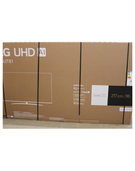 LG | AI UT81 4K TV | 86UT81003LA | 86 | Smart TV | webOS24 | UHD | Black | DAMAGED PACKAGING, USED, MISSING RUBBER PADS OF TV ST