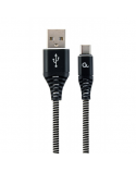 Cablexpert Premium cotton braided Type-C USB charging and data cable, 1 m | CC-USB2B-AMCM-1M-BW