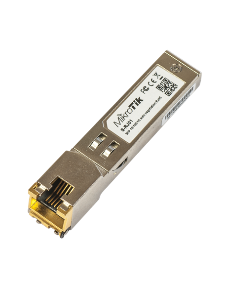 MikroTik S-RJ01 SFP, Copper, RJ-45, 10/100/1000 Mbit/s, Maximum transfer distance 100 m, 0 to +85C