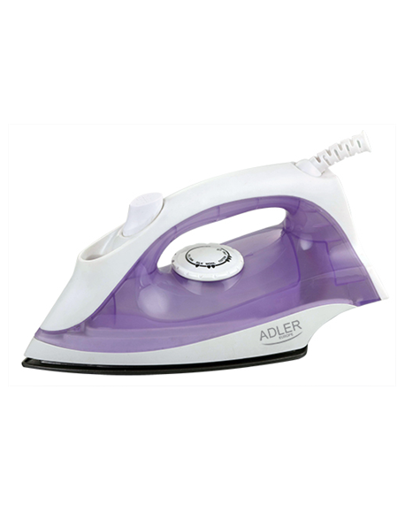 Iron Adler AD 5019 Violet/White, 1600 W, With cord, Continuous steam 10 g/min, Water tank capacity 100 ml