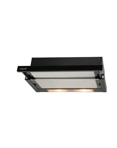 CATA Hood TF 2003 600 GBK Telescopic, Energy efficiency class C, Width 60 cm, 390 m³/h, Mechanical control, LED, Black Glass