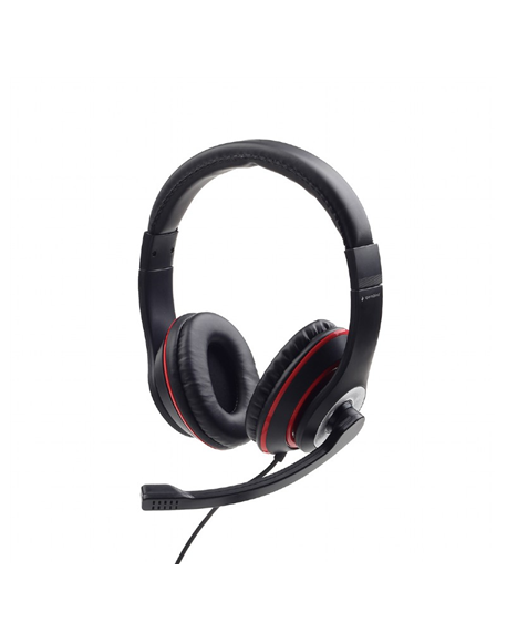 Gembird Stereo headset MHS-03-BKRD Built-in microphone, Headband/On-Ear, 3.5 mm jack, Black colour with red ring