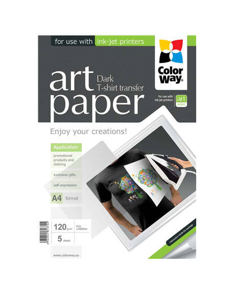 ColorWay ART T-shirt transfer (dark) Photo Paper, 5 sheets, A4, 120 g/m²