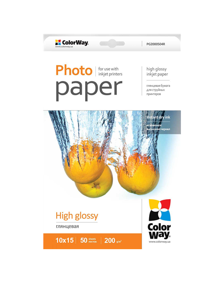 ColorWay High Glossy Photo Paper, 50 sheets, 10x15, 200 g/m²