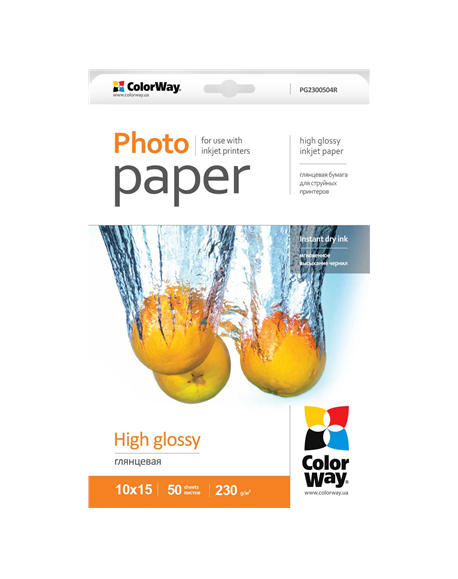 ColorWay High Glossy Photo Paper, 50 sheets, 10x15, 230 g/m²