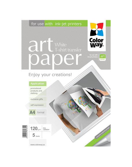 ColorWay ART Photo Paper T-shirt transfer (white), 5 sheets, A4, 120 g/m²