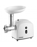 Mesko MS 4805 Meat mincer, Power 600W, Bowl, Middle size sieve, Mince sieve, Poppy sieve, Plunger, Sausage filler Mesko Mesko MS 4805 White, Middle size sieve, mince sieve, poppy sieve, plunger, sausage filler, kibbe attachment