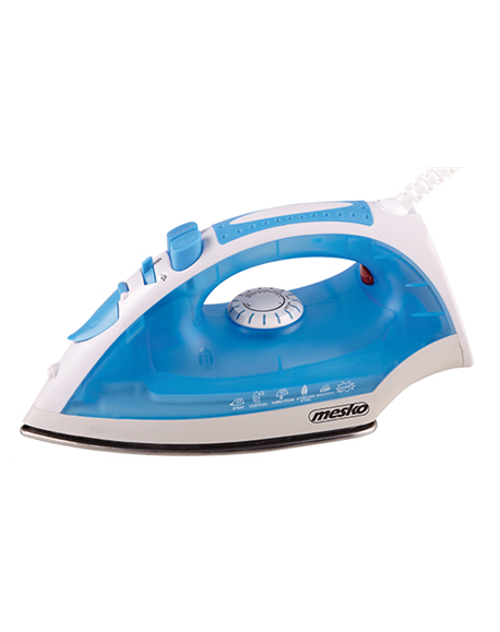 Iron Mesko MS 5023 Blue/White, 2200 W, With cord, Anti-scale system, Vertical steam function