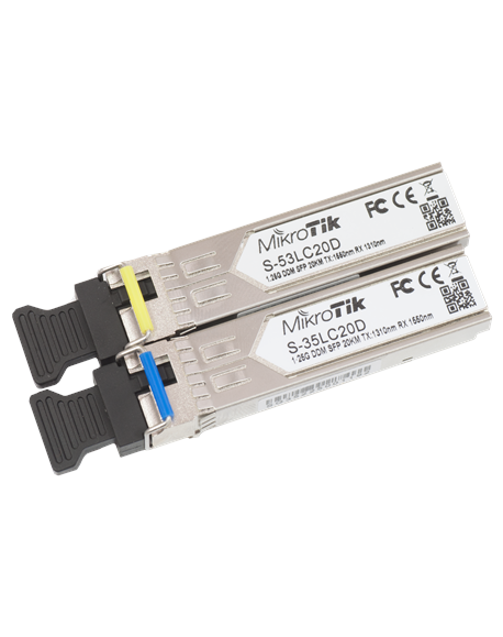 MikroTik Pair of SFP modules S-3553LC20D (S-35LC20D 1.25G SM 20km T1310nm/R1550nm + S-53LC20D 1.25G SM 20km T1550nm/R1310nm)