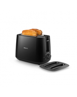 Philips Daily collection toaster HD2582/90 Black, Plastic, 900 W, Number of slots 2, Number of power levels 8, Bun warmer includ