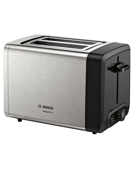 Bosch DesignLine Toaster TAT4P420 Power 970 W, Number of slots 2, Housing material Stainless Steel, Stainless steel/Black