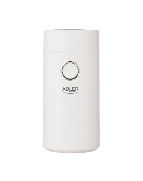 Adler Coffee grinder AD4446wg 150 W, Coffee beans capacity 75 g, Lid safety switch, White