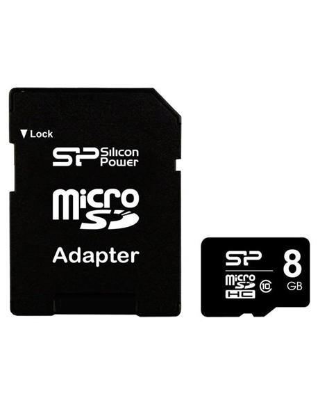 Silicon Power 8 GB, MicroSDHC, Flash memory class 10, SD adapter