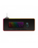 Energy Sistem ESG P5 RGB Gaming mouse pad, 800 x 300 x 4 mm, XL-size LED colours: RGB LEDs with 5 light effects Connection: USB cable Power connector: microUSB 1 USB 2.0 port Touch control Stitched edges Waterproof material, Black