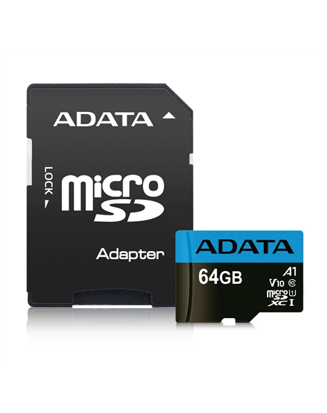 ADATA Premier UHS-I 64 GB, MicroSDXC, Flash memory class 10, Adapter