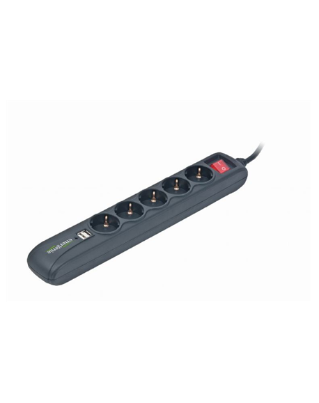 EnerGenie SPG5-U2-5 Power strip with USB charger, 5 sockets, USB 2A, 1.5 m