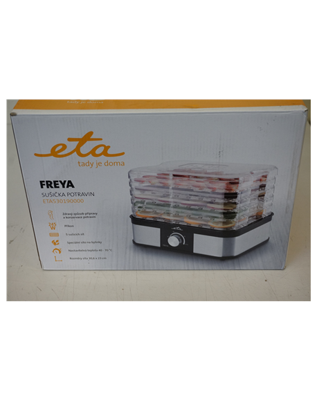 SALE OUT. ETA ETA530190000 Freya Food dryer, 245W, LED Dispaly, 5 drying plates, black/stainless steel ETA Food Dryer Freya ETA5