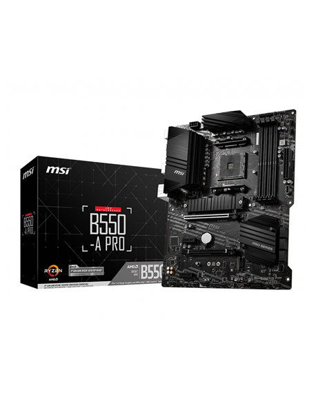 MSI B550-A PRO Processor family AMD, Processor socket AM4, DDR4 DIMM, Memory slots 4, Supported hard disk drive interfaces SATA,