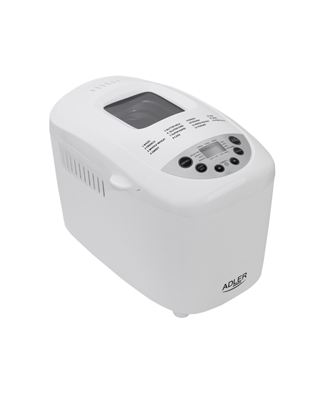 Adler Bread maker AD 6019 Power 850 W, Number of programs 15, Display LCD, White