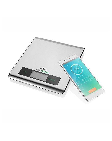 ETA Kitchen scales with smart application Nutri Vital Maximum weight (capacity) 5 kg, Graduation 1 g, Display type LCD, Silver