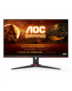 AOC Monitor 24G2ZE/BK 23.8 ", IPS, FHD, 1920 x 1080, 16:9, 1 ms, 350 cd/m², Black, Headphone out (3.5mm), 240 Hz, HDMI ports qua