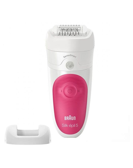 Braun Epilator Silk-épil 5 SE5500 Operating time (max) 30 min, Number of power levels 1, Wet & Dry, White/Pink