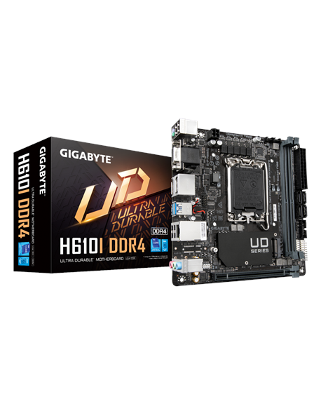 Gigabyte H610I DDR4 1.0 M/B Processor family Intel, Processor socket LGA1700, DDR4 DIMM, Memory slots 2, Supported hard disk dri