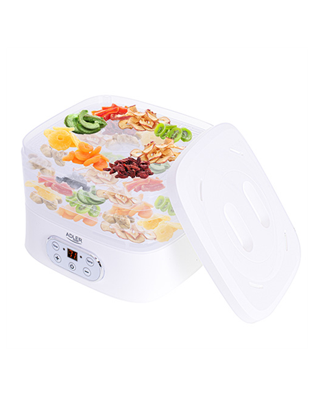 Adler Food Dehydrator AD 6658 Power 230 W, Number of trays 5, Temperature control, Integrated timer, White