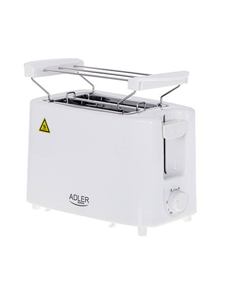 Adler Toaster AD 3223 Power 750 W, Number of slots 2, Housing material Plastic, White