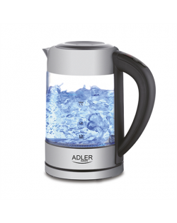 Adler Kettle AD 1247 NEW With electronic control, 1850 - 2200 W, 1.7 L, Stainless steel, glass, Stainless steel/Transparent, 360