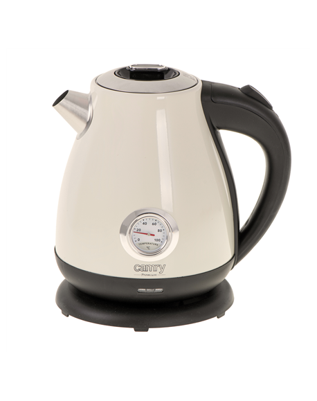 Camry Kettle with a thermometer CR 1344 Electric, 2200 W, 1.7 L, Stainless steel, 360° rotational base, Cream