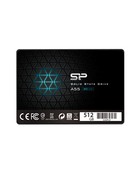 Silicon Power A55 512 GB, SSD form factor 2.5", SSD interface SATA, Write speed 530 MB/s, Read speed 560 MB/s