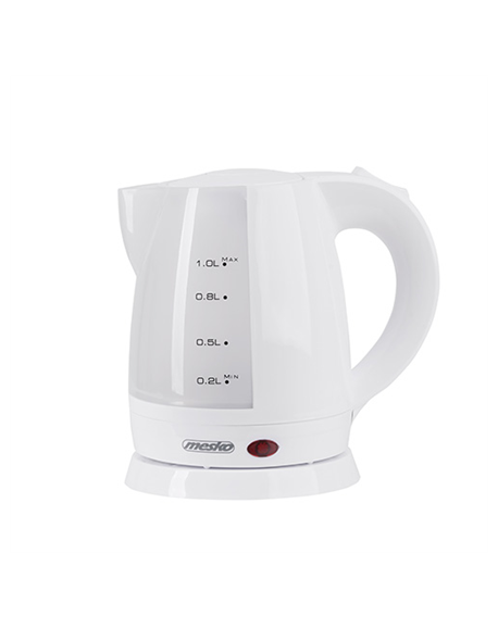 Mesko Kettle MS 1276 Standard, Plastic, White, 1600 W, 360° rotational base, 1 L