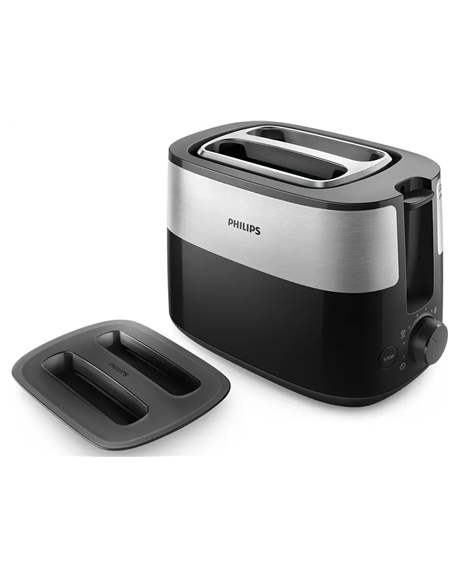 Philips Toaster HD2517/90 Daily Collection Power 830 W, Number of slots 2, Housing material Plastic, Black/Stainless Steel