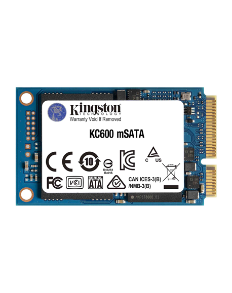 Kingston KC600 1000 GB, SSD interface mSATA, Write speed 520 MB/s, Read speed 550 MB/s